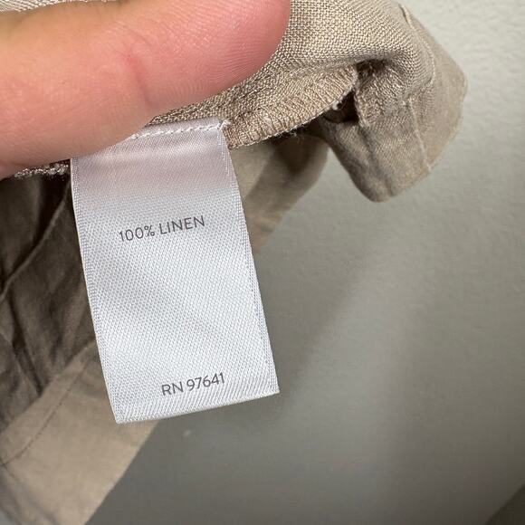 J Jill Womens Petite Large Linen Open Long Line Cardigan Tan Sandbar Half Sleeve - Picture 10 of 11